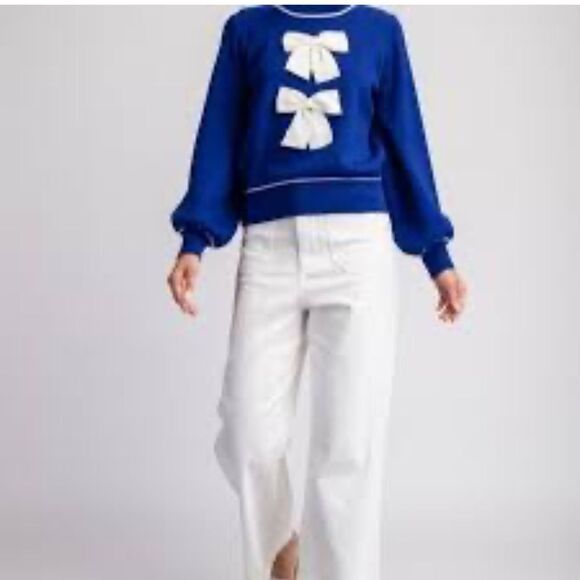 EE:SOME Blue Bow-tie Sweater L - Picture 1 of 7